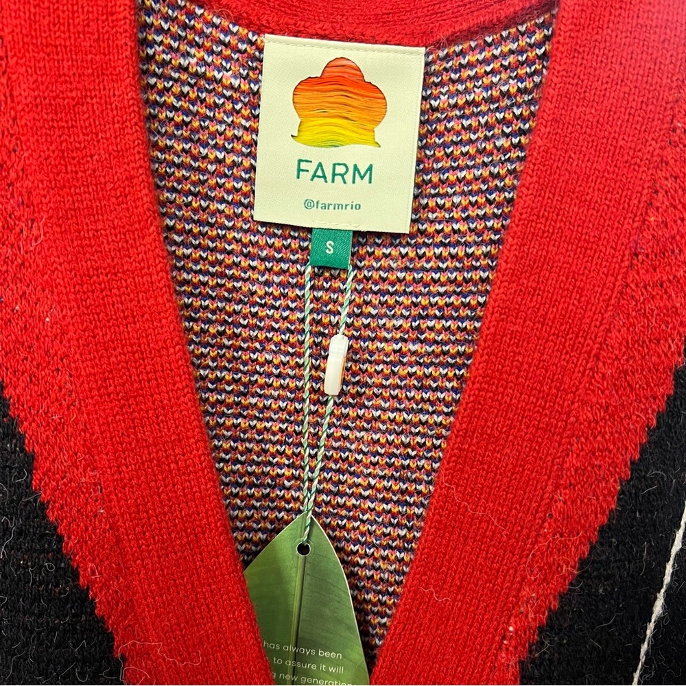 FARM Rio Oversized Toucan Cardigan in Red Multi - Picture 4 of 6